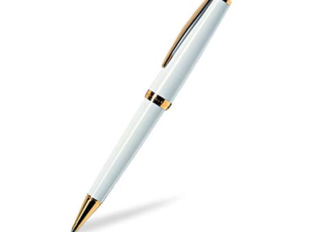 Cleo Skribent Classic Ball Pen, White   Gold Trim Cheap